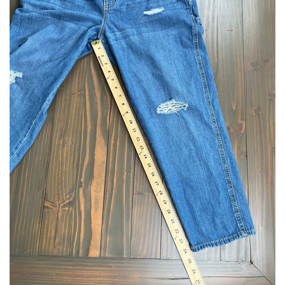 Gap Outlet Distressed Blue Denim Racerback Utility Bib Ripped Crop Overalls L - Picture 14 of 14